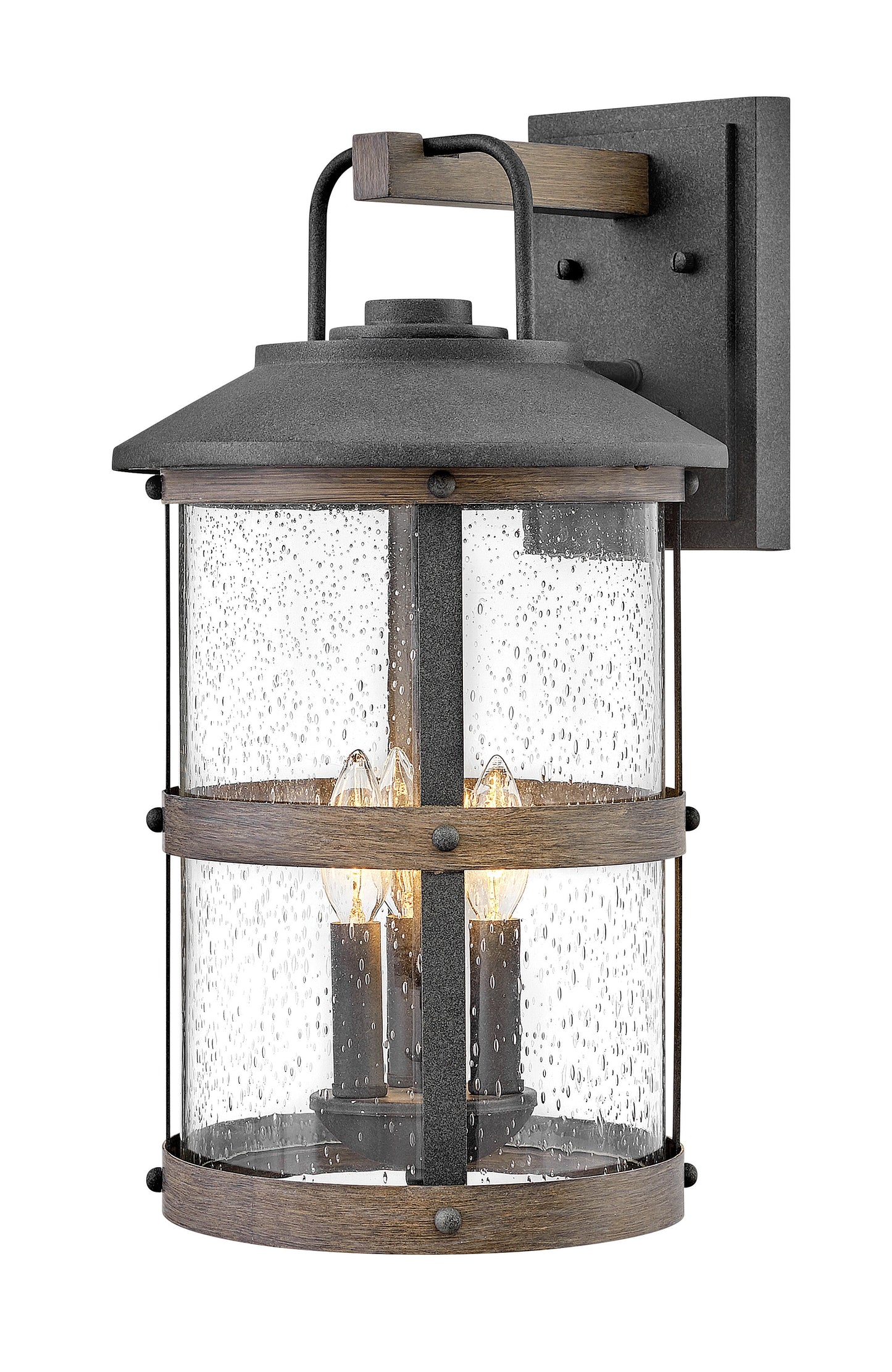 Lakehouse Medium Wall Mount Lantern In Black Finish