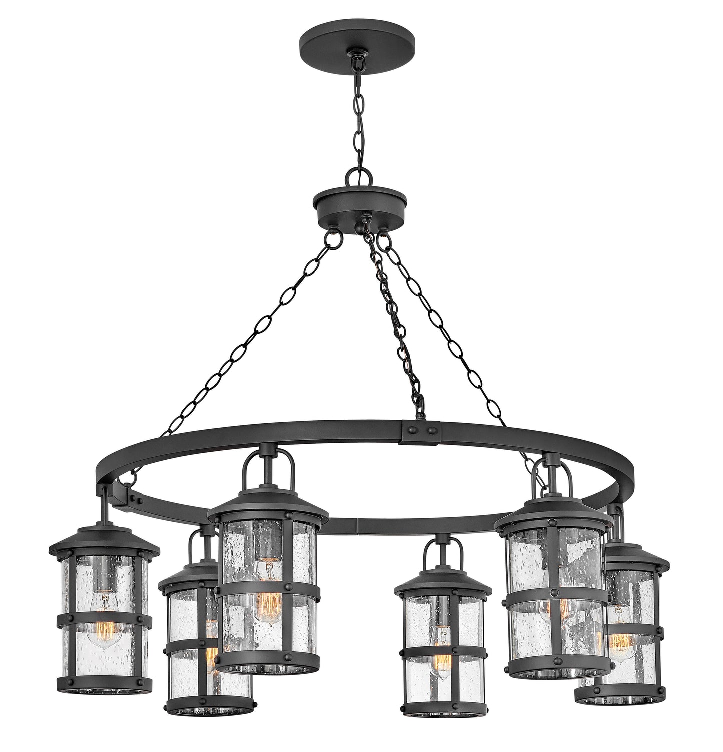 Lakehouse Large Single Tier 12v Chandelier In Black Finish
