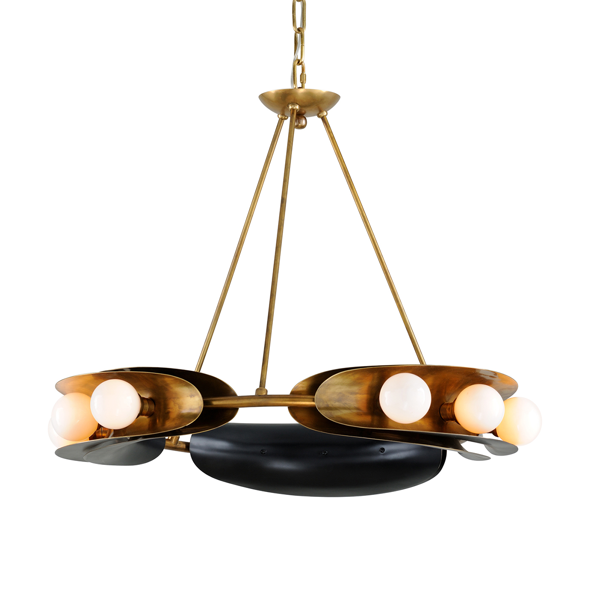 Hopper Chandelier In VINTAGE BRASS/BLACK BRASS Finish