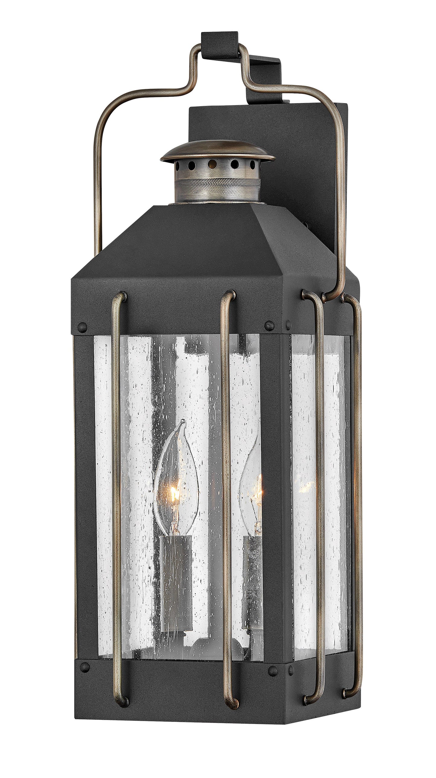 Fitzgerald Medium Wall Mount Lantern In Black Finish