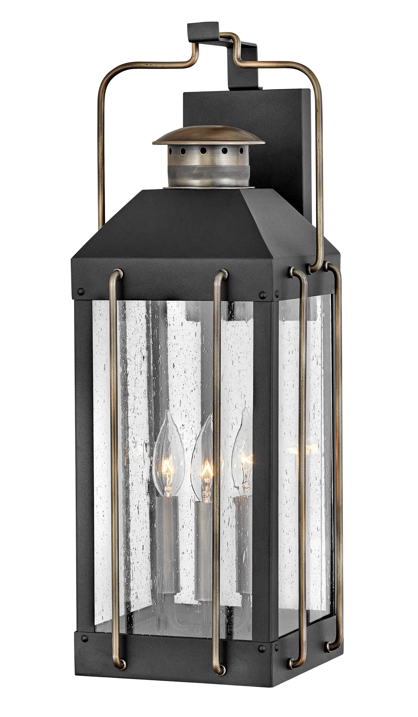 Fitzgerald Large Wall Mount Lantern In Black Finish