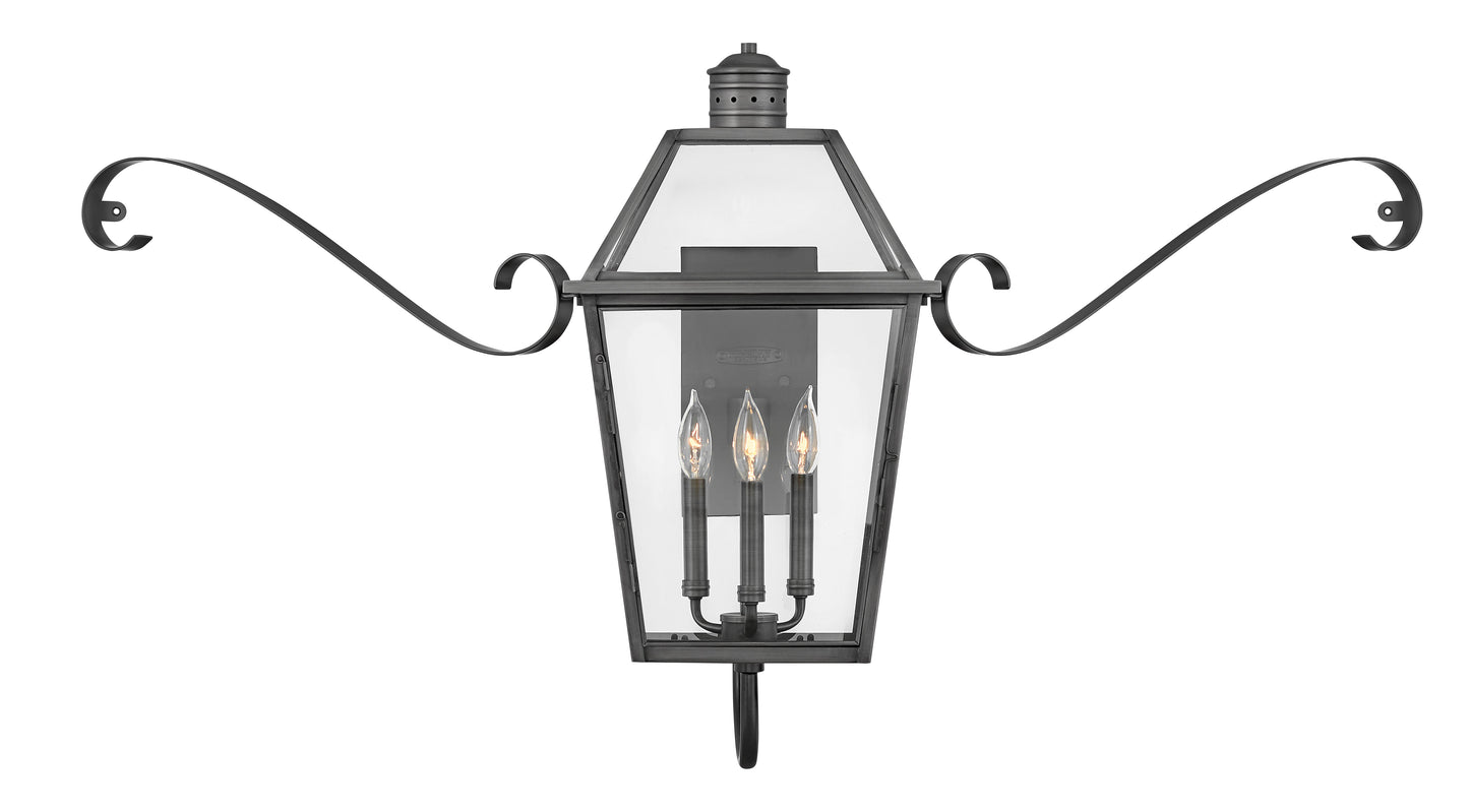 Nouvelle Large Wall Mount Lantern In Black Finish