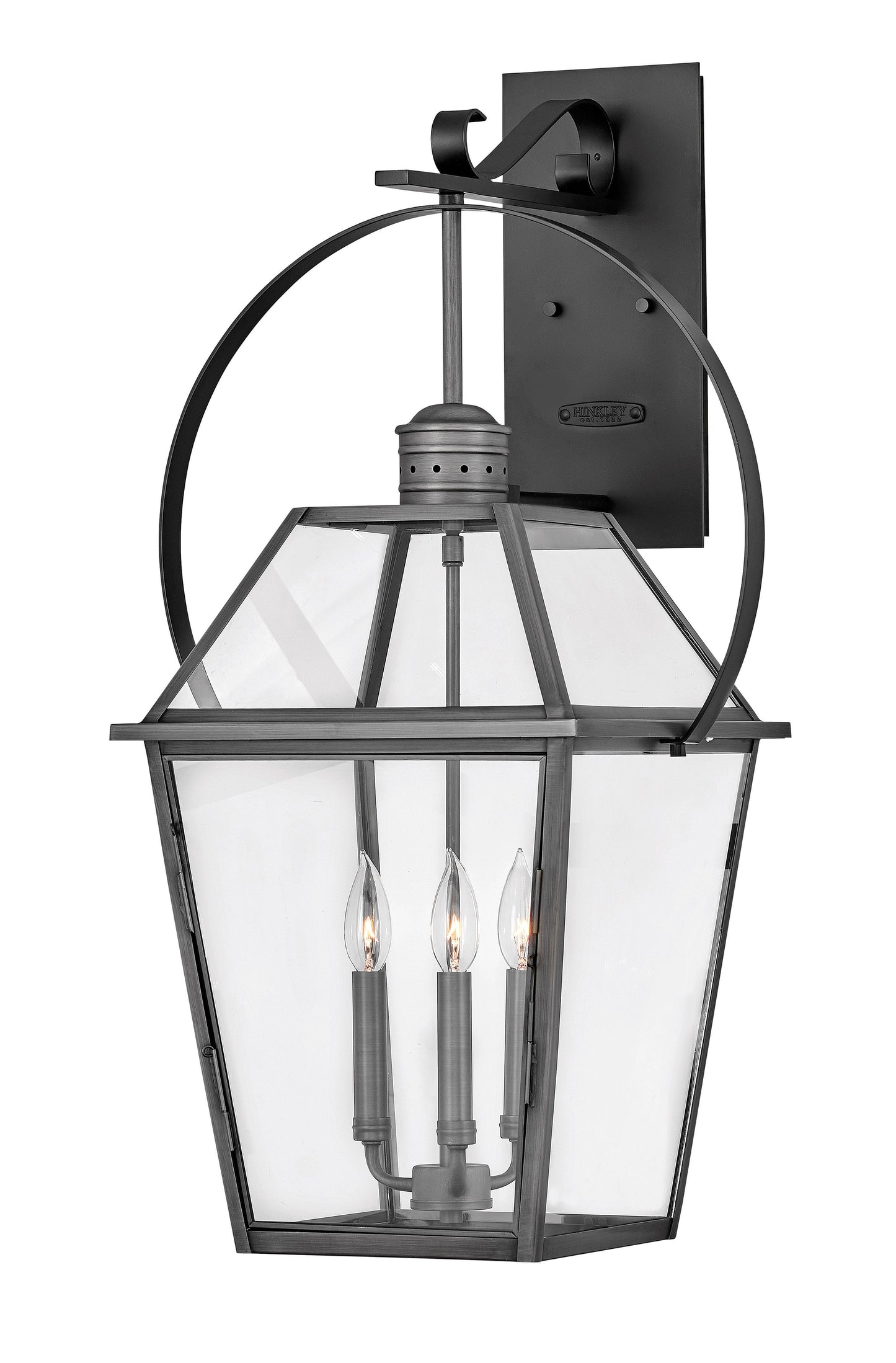 Nouvelle Large Wall Mount Lantern In Black Finish