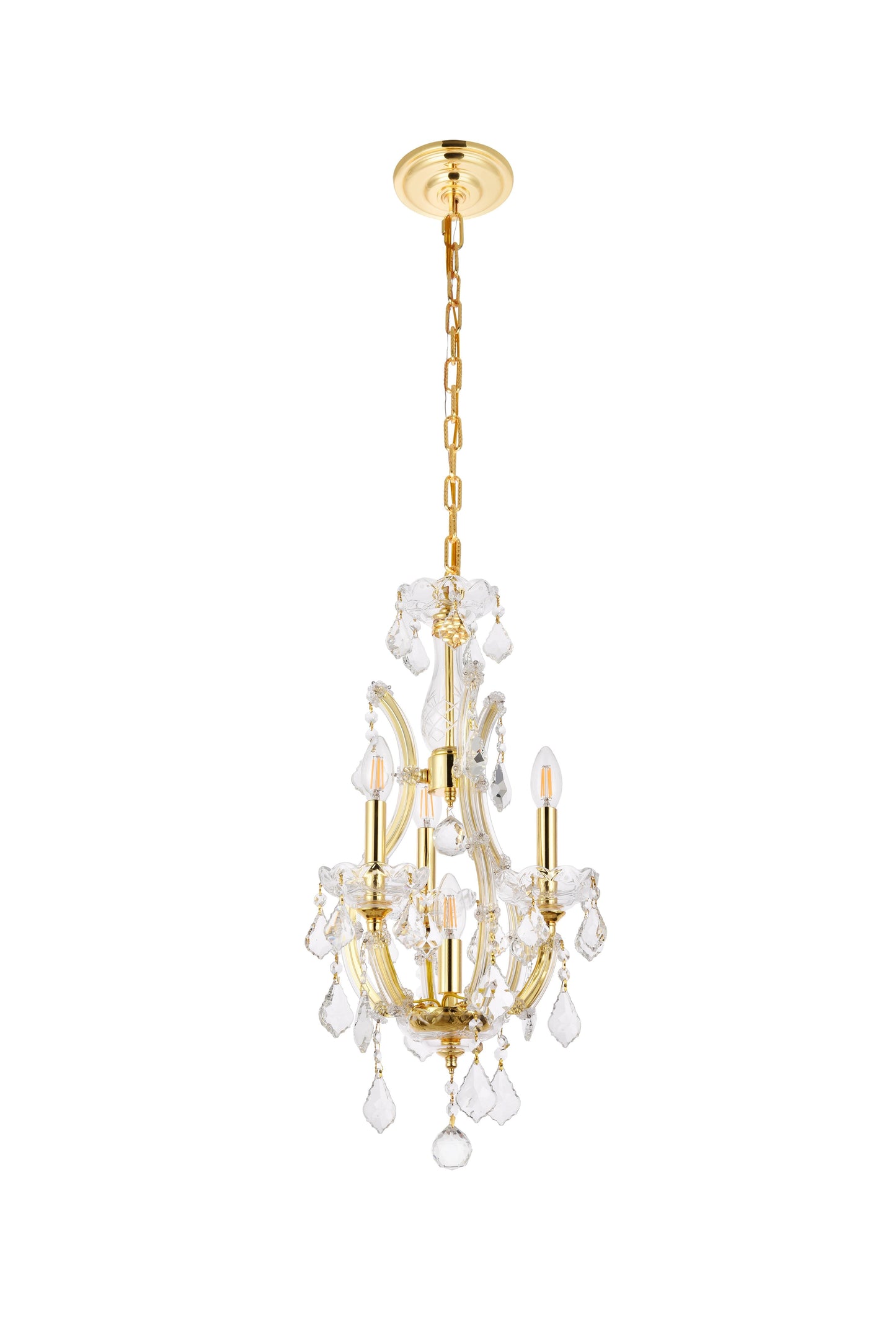 Maria Theresa 4 light Gold Pendant Clear Royal Cut Crystal