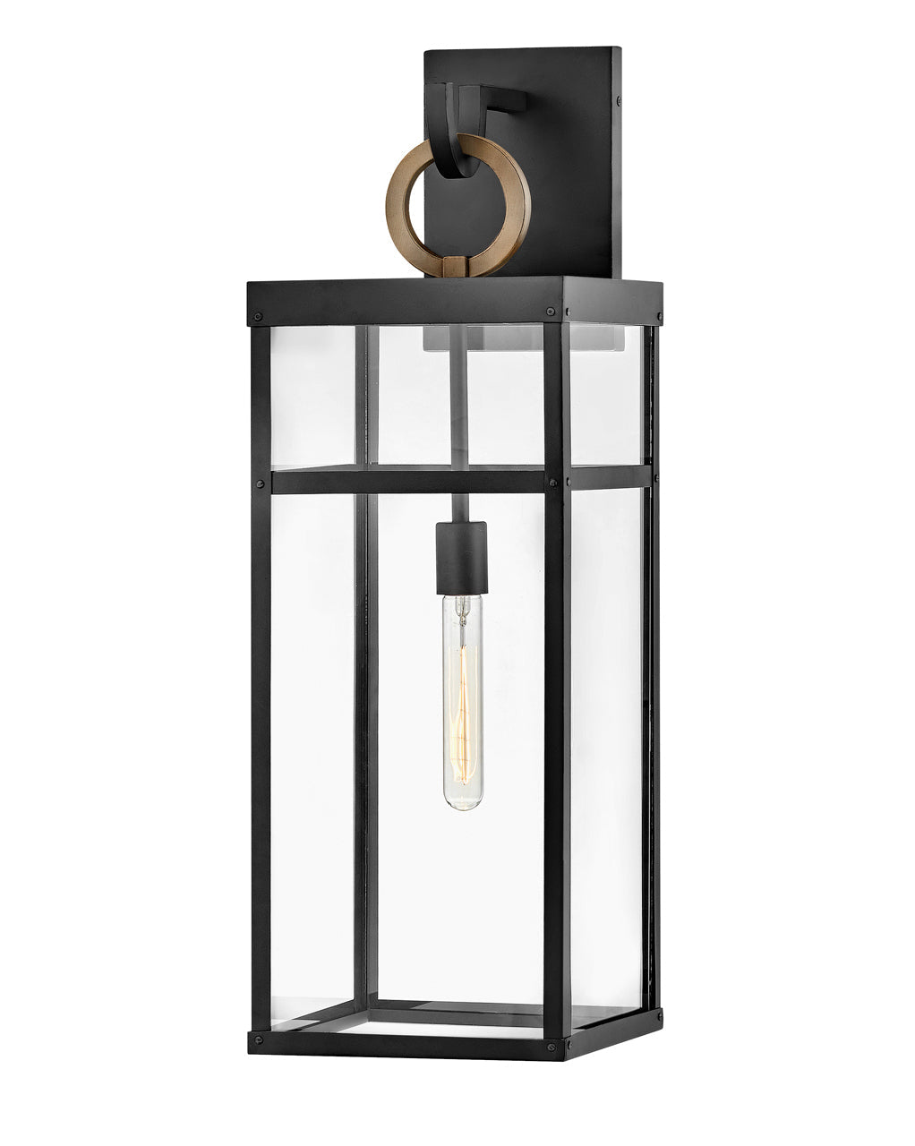 Porter Large Wall Mount Lantern In Black Finish