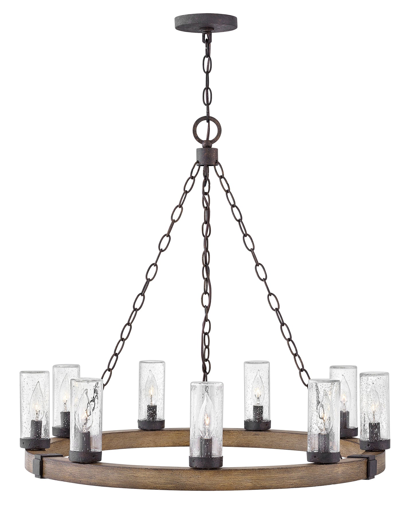 Sawyer Medium Single Tier 12v Chandelier In Wood Finish