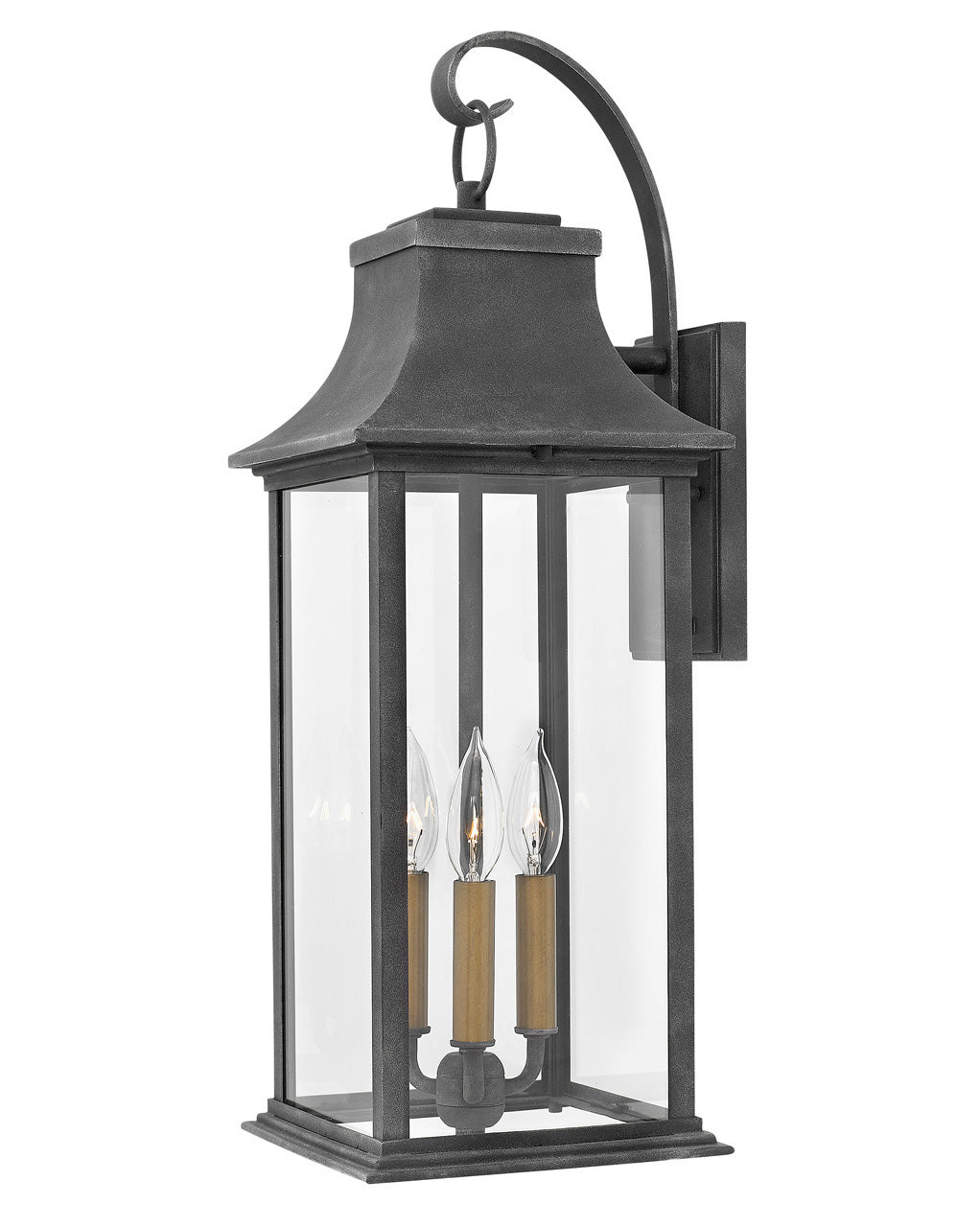 Adair Large Wall Mount Lantern In Black Finish