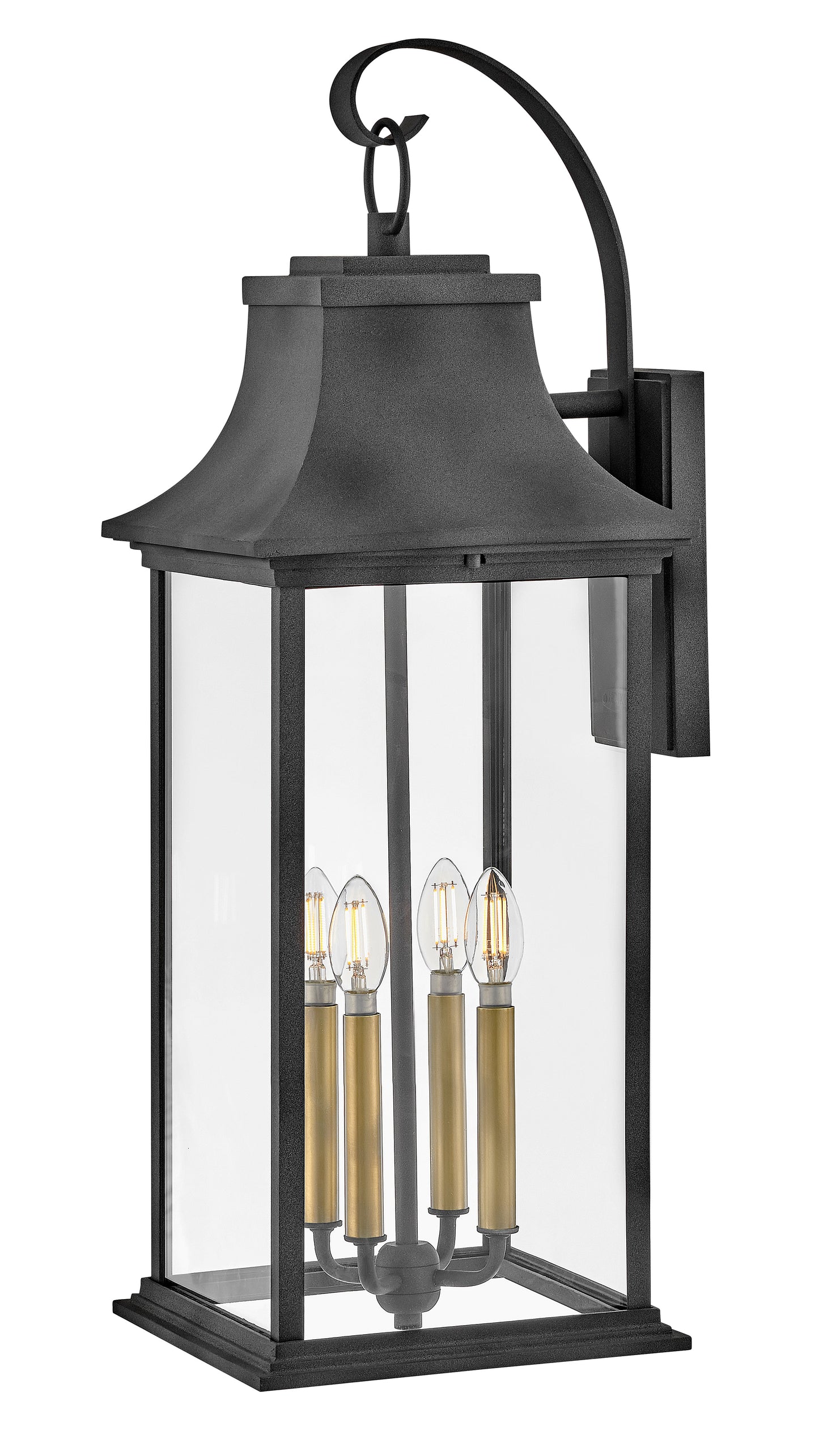 Adair Large Wall Mount Lantern In Black Finish