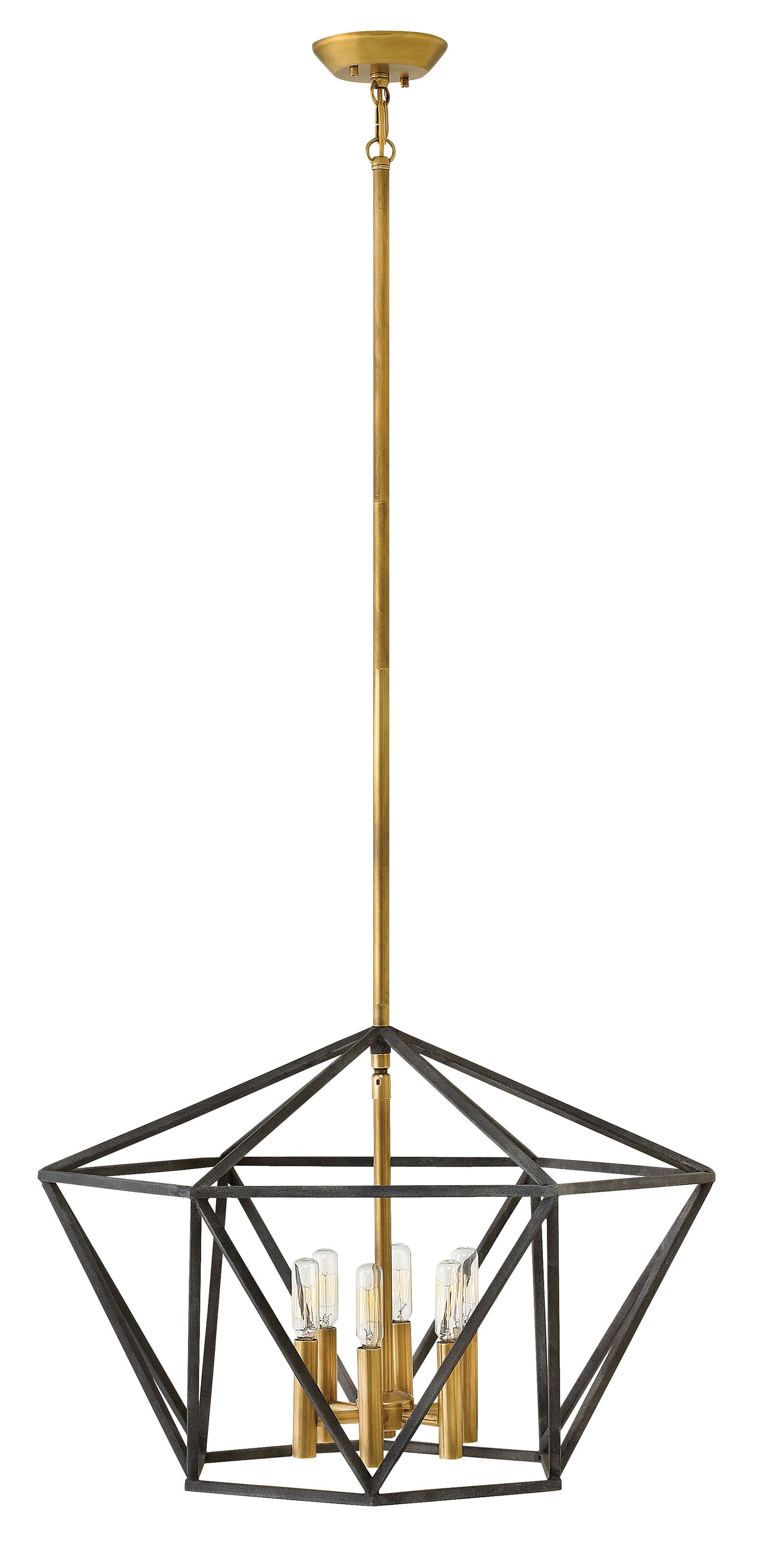Theory Medium Open Frame Single Tier Chandelier In Black Finish