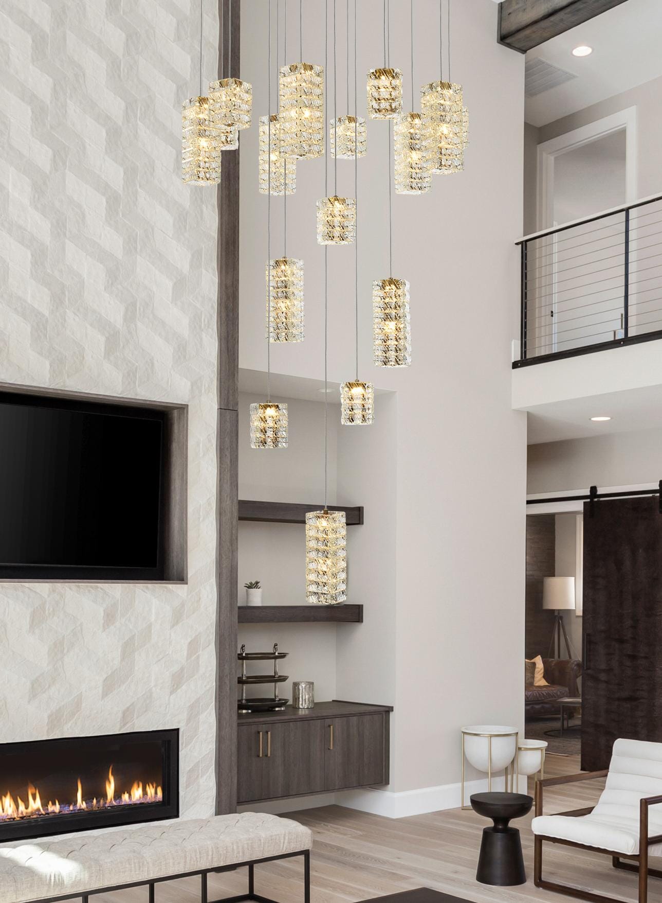 Aston 32 inch LED Pendant in Satin Gold