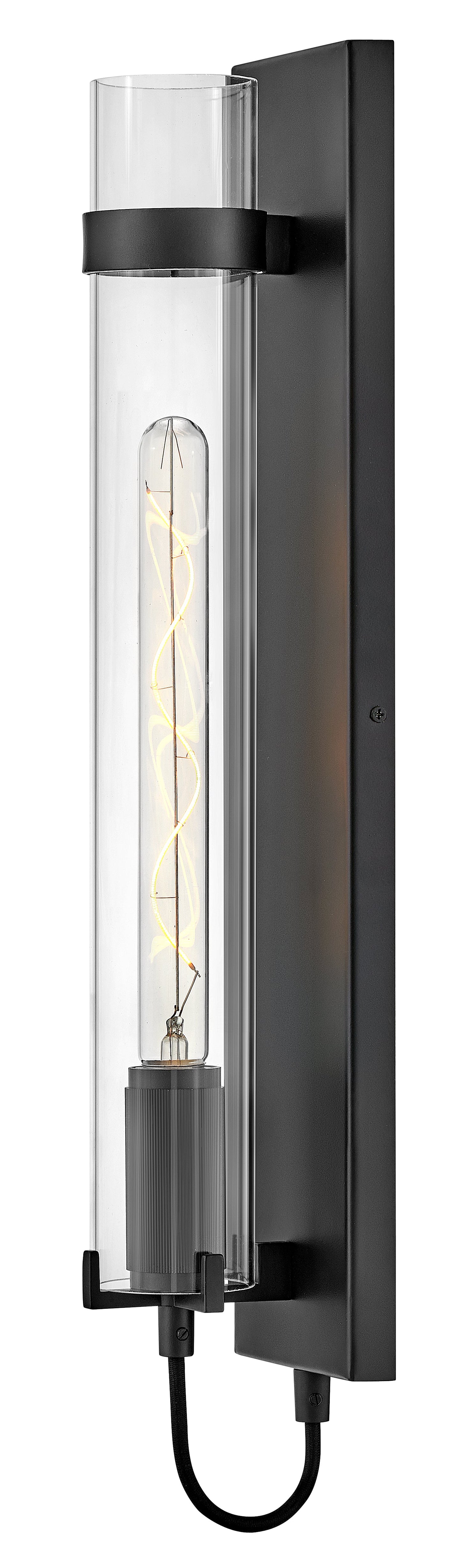 Ryden Large Tall Single Light Sconce In Black Finish