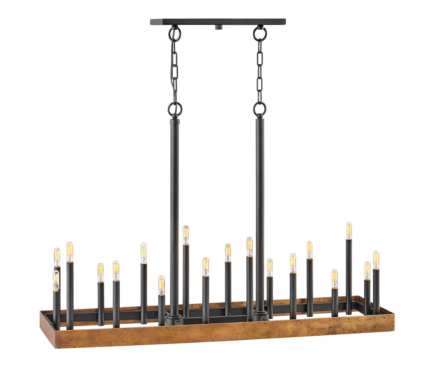 Wells Large Eighteen Light Linear Chandelier In Copper Finish