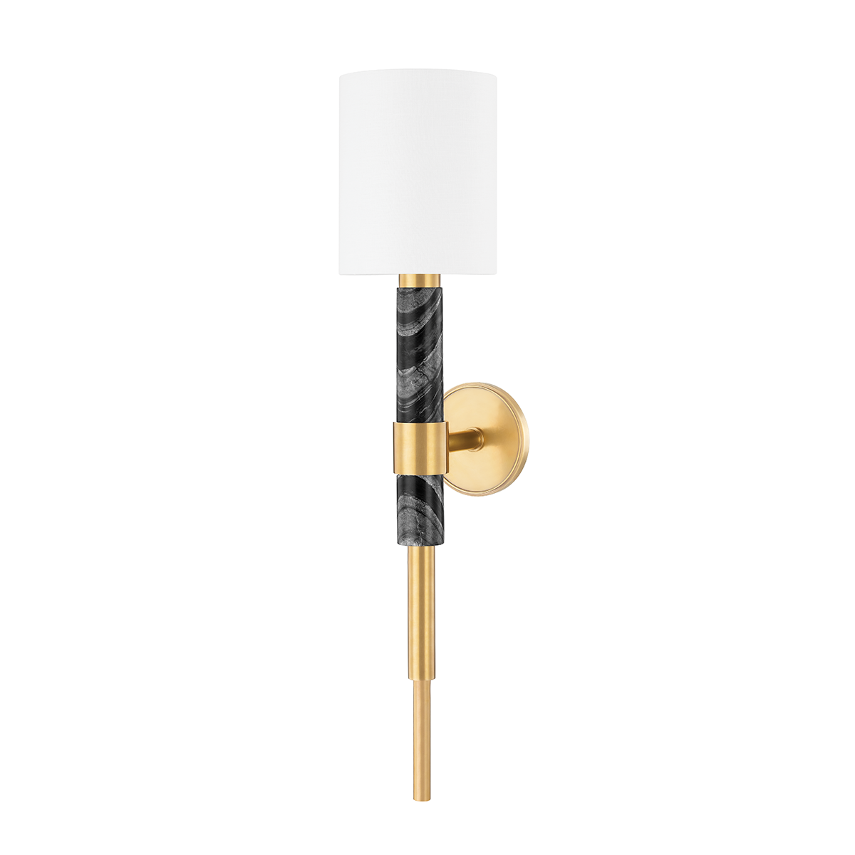 Solstice Wall Sconce In VINTAGE BRASS & BLACK MARBLE Finish