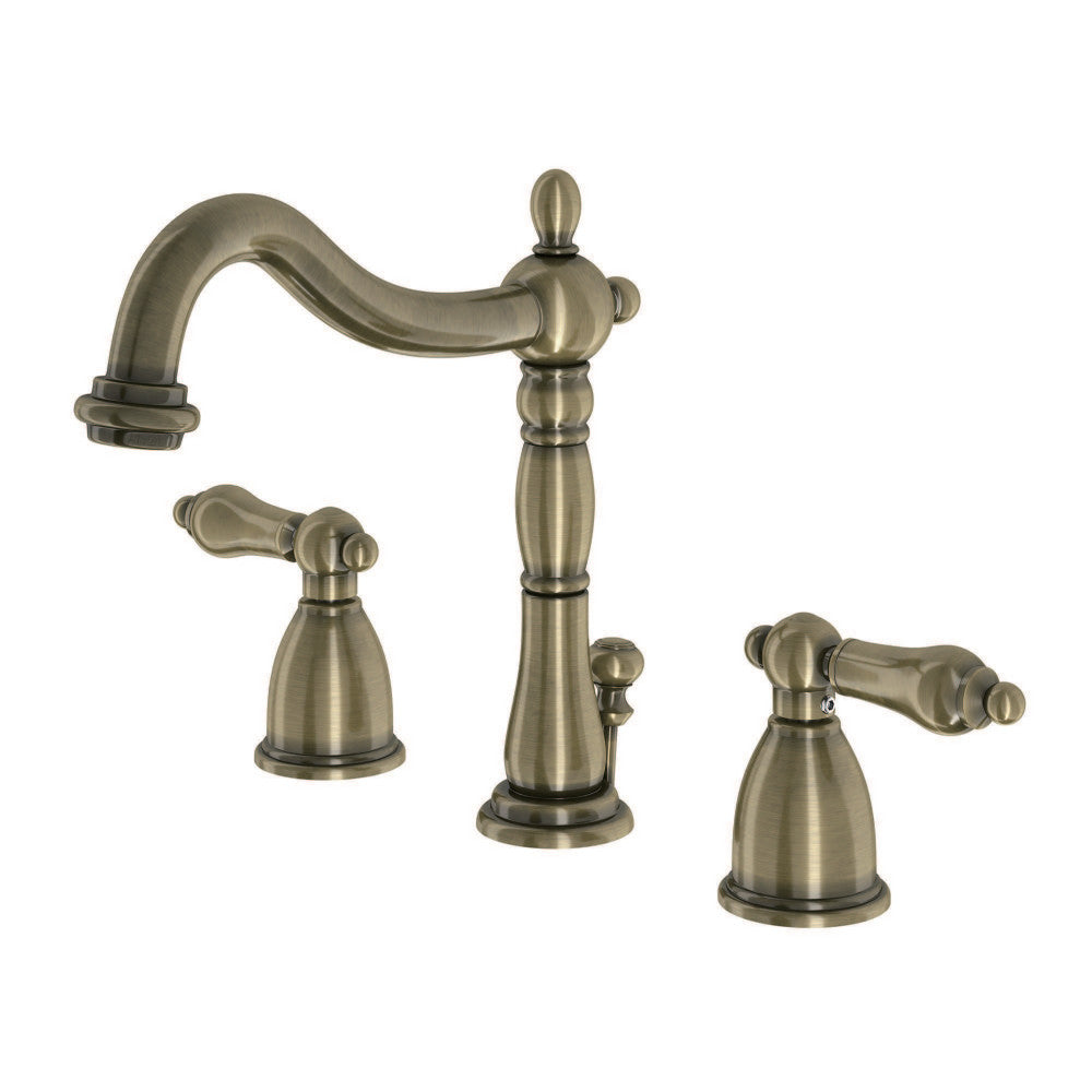 Heritage Widespread Bathroom Faucet in Antique Brass