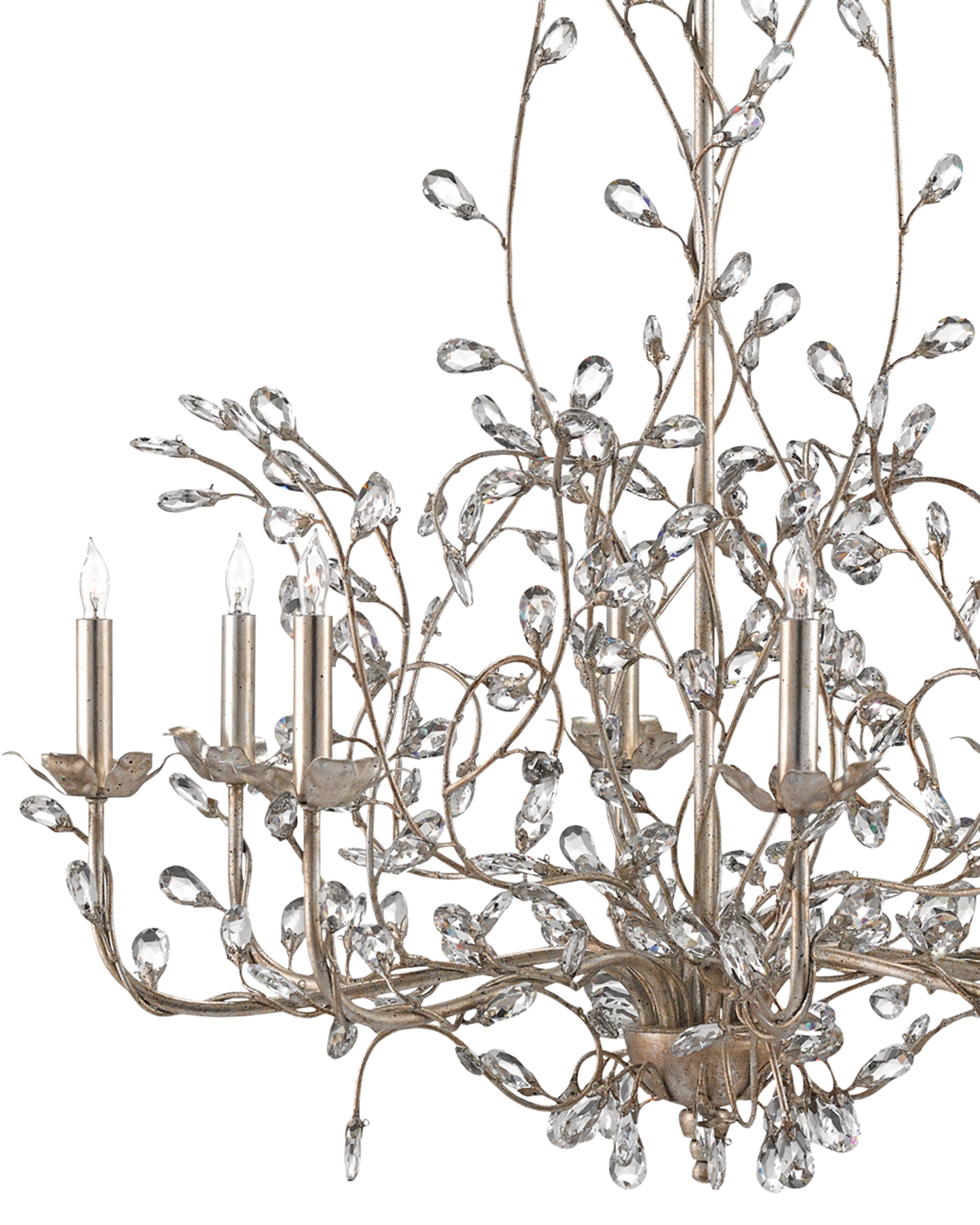 Crystal Bud Large Silver Chandelier