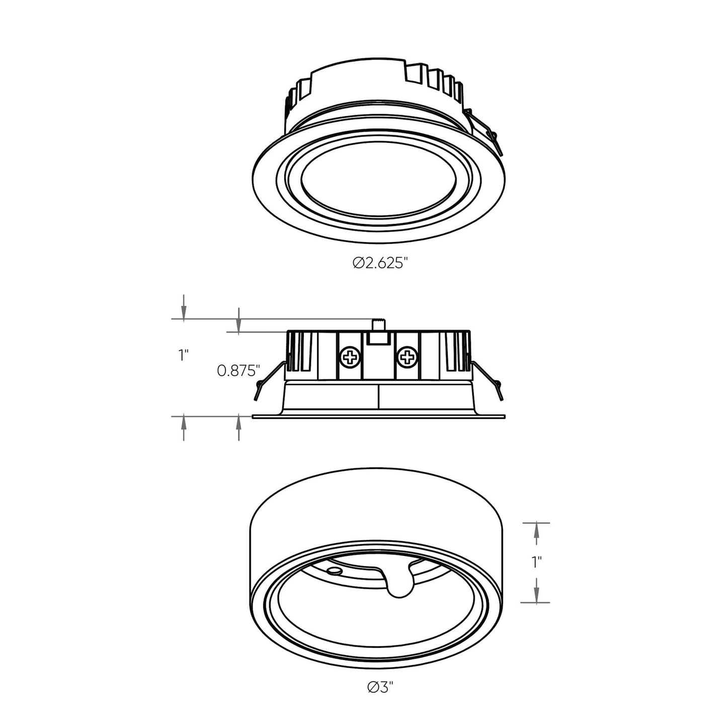 Kit 3 - 2-in-1 LED puck, 5CCT