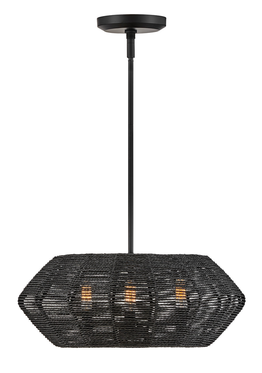 Luca Small Convertible Drum Chandelier In Black Finish