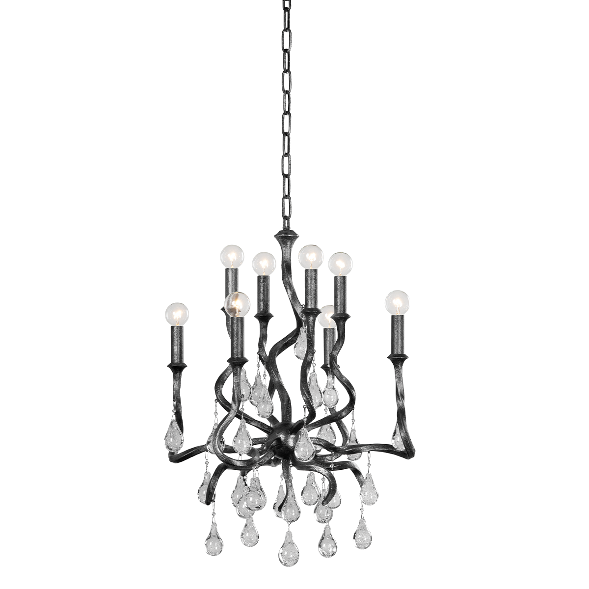 Aveline Chandelier In Black Silver Leaf Finish