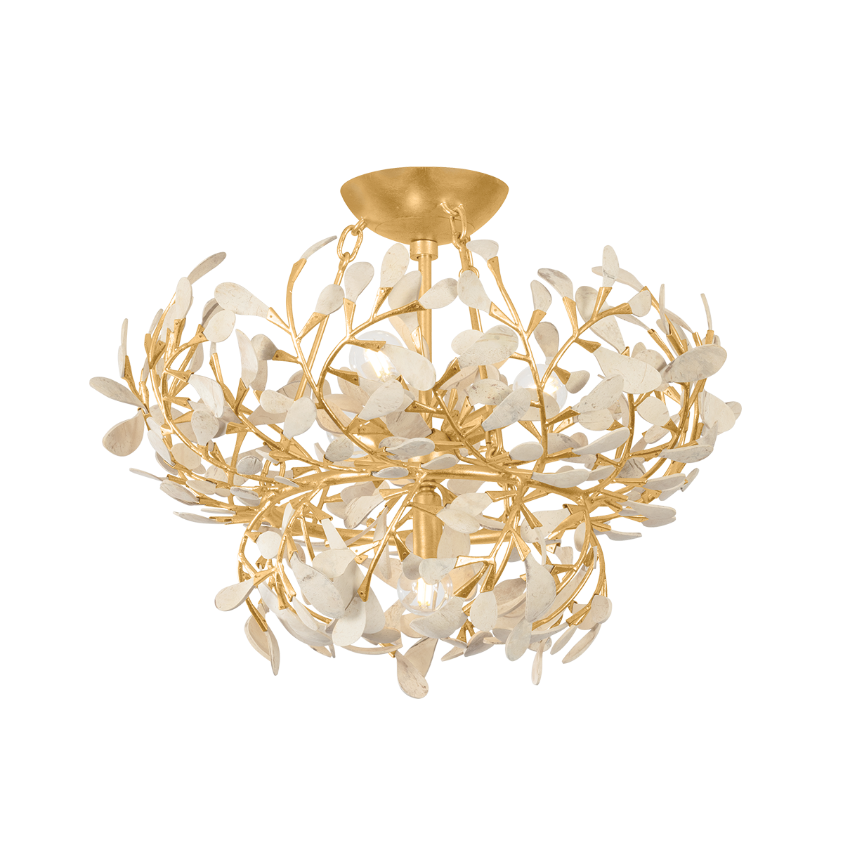 MAYBROOK Semi Flush with VINTAGE GOLD LEAF Finish