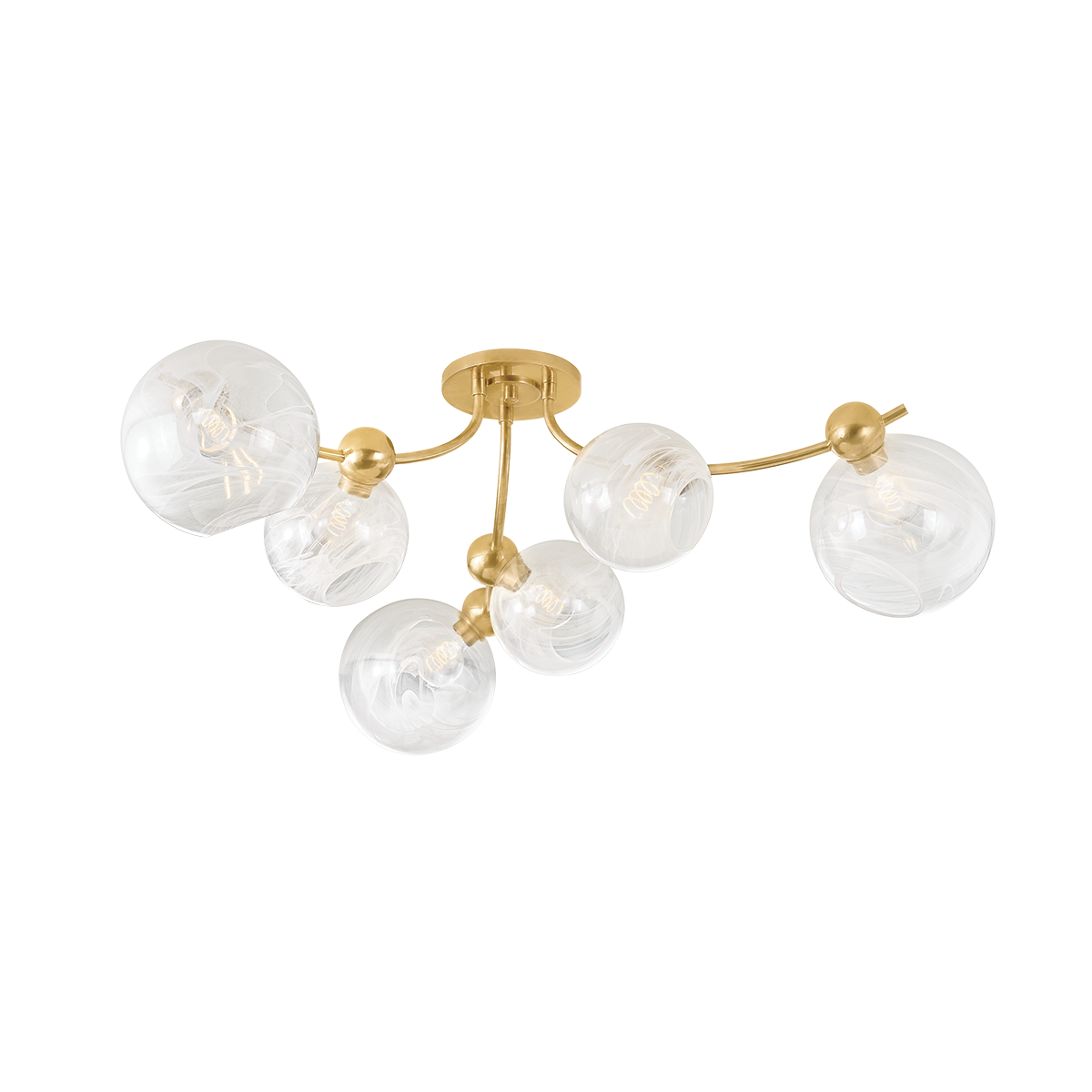 ASTRAIA Semi Flush In Vintage Brass Finish