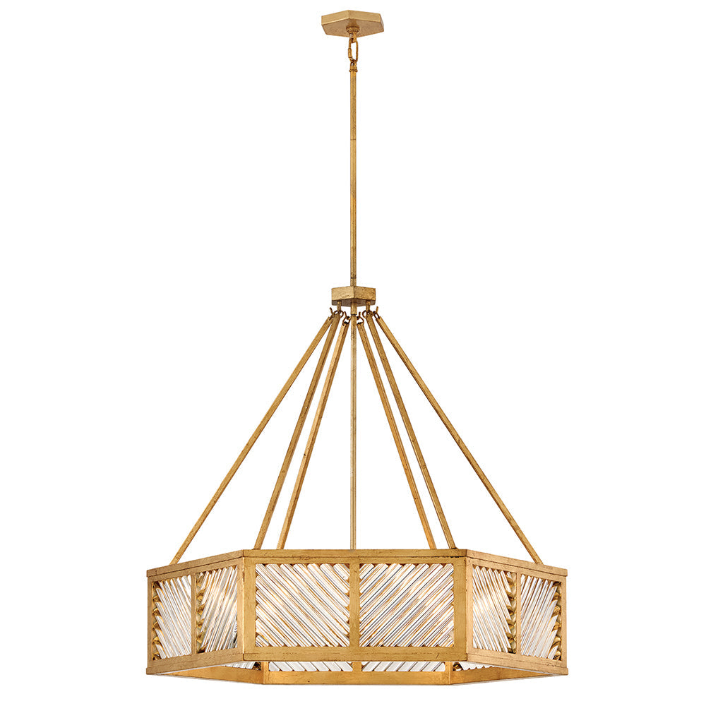 Sura Medium Drum Chandelier In Gold Finish