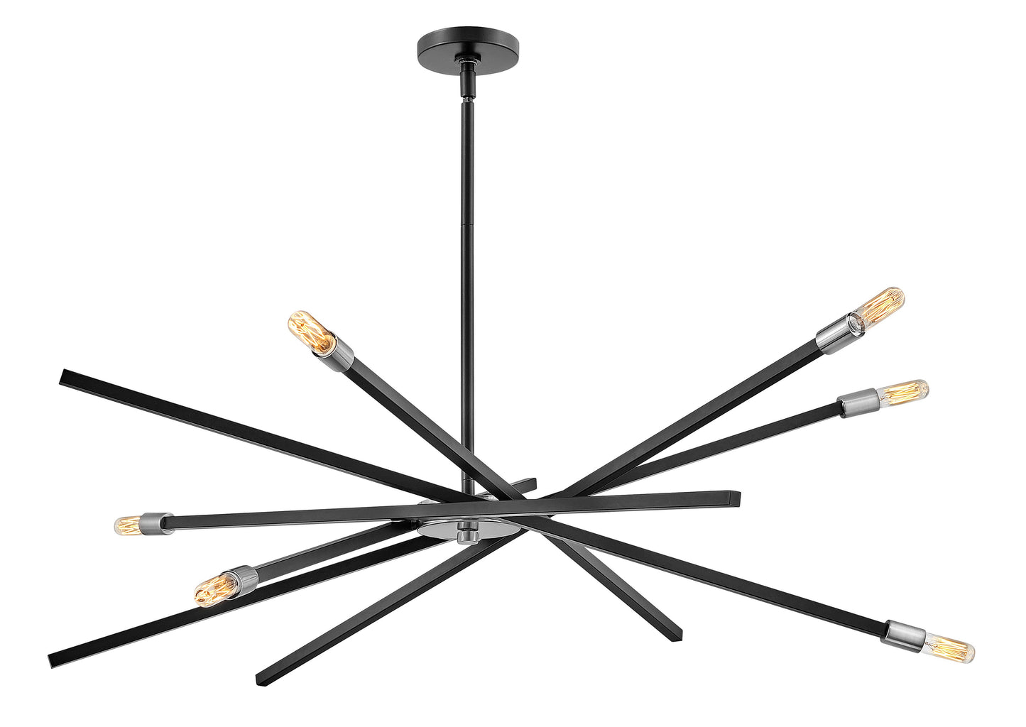 Archer Large Adjustable Single Tier Chandelier In Black Finish