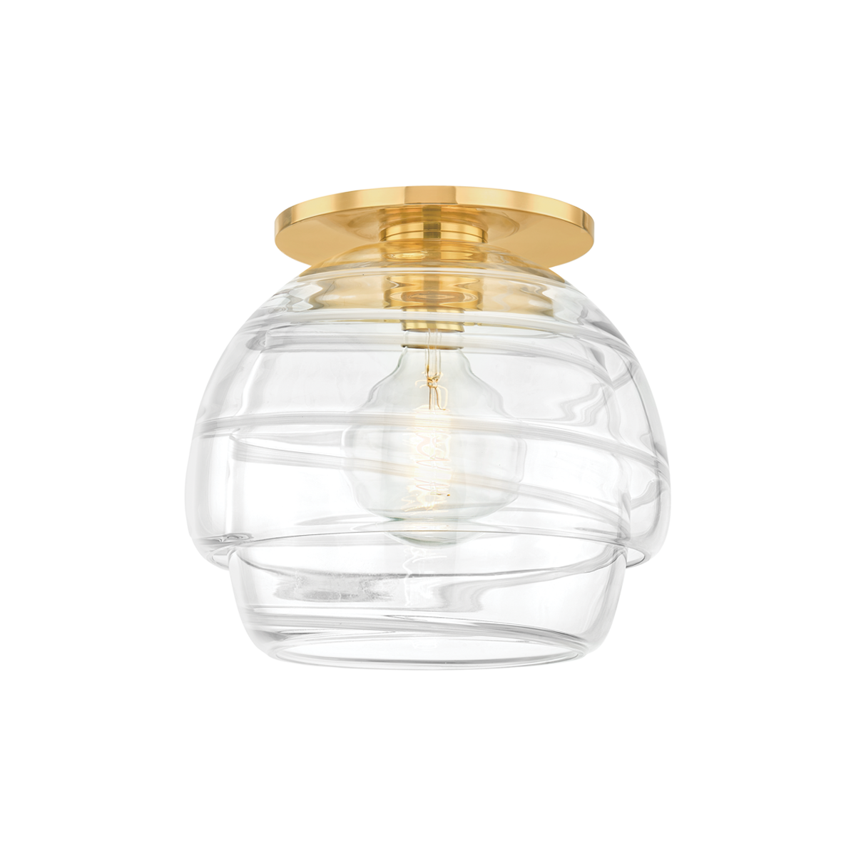 MONTVALE Flush Mount with Aged Brass Finish