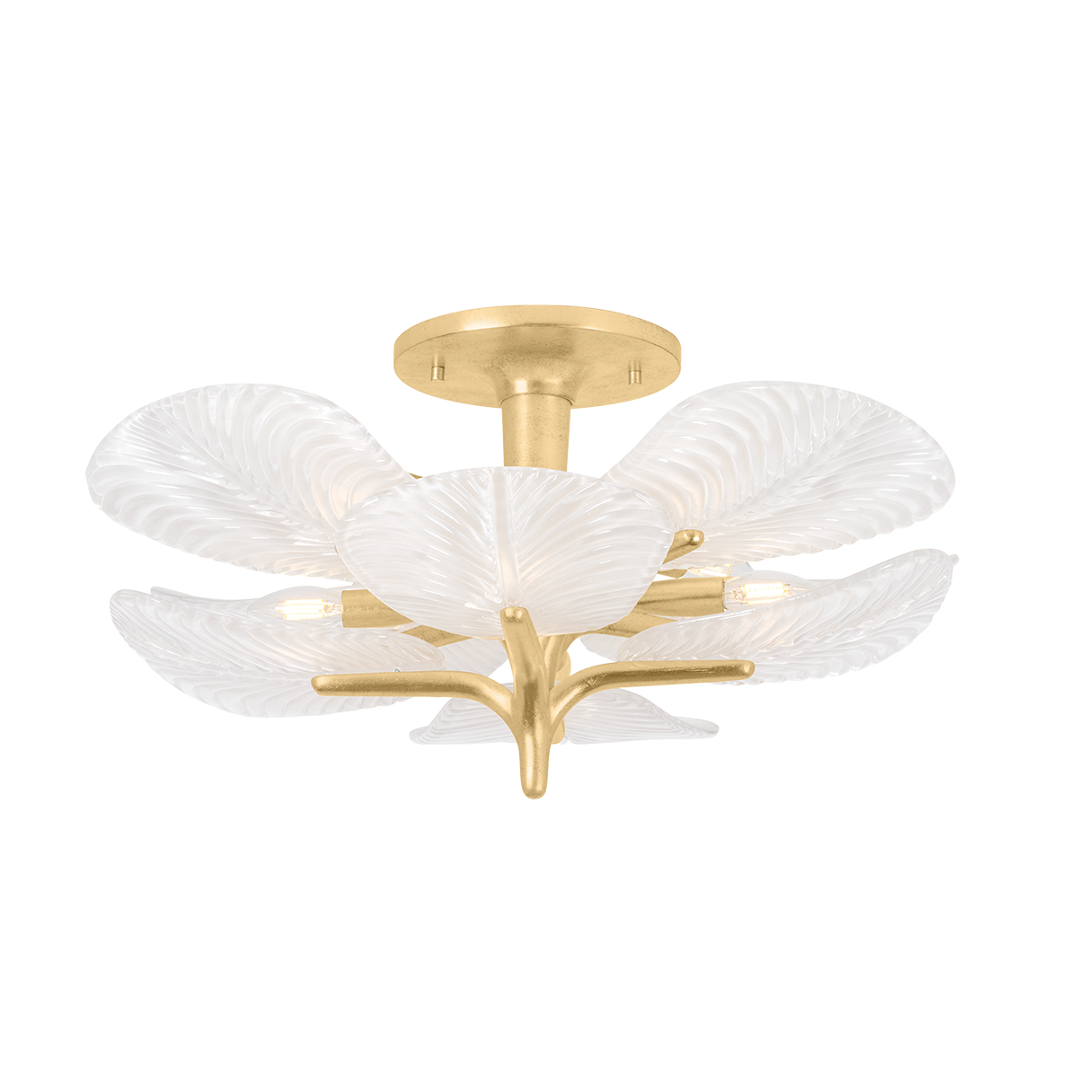KAMAL Semi Flush In Vintage Gold Leaf Finish