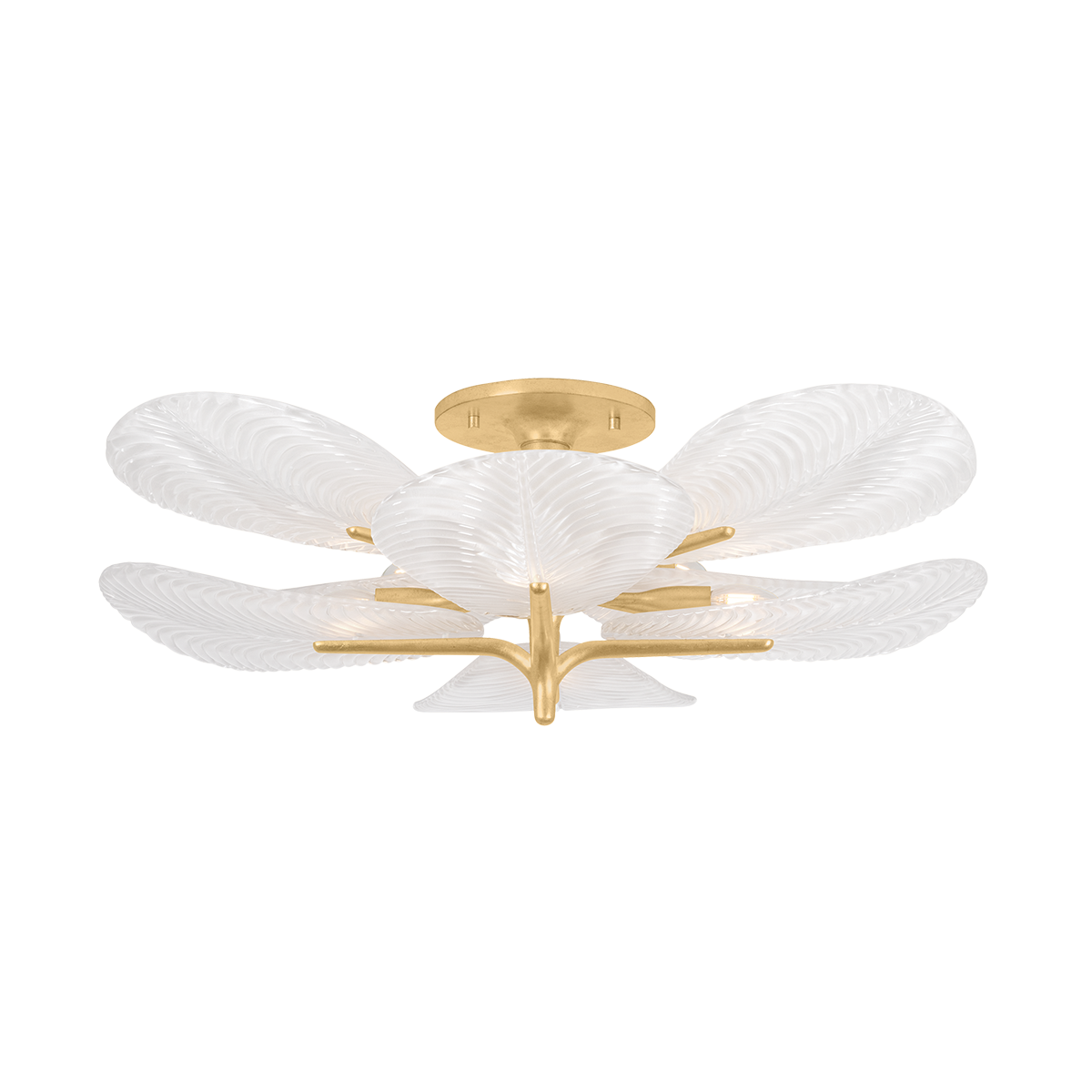 KAMAL Semi Flush In Vintage Gold Leaf Finish