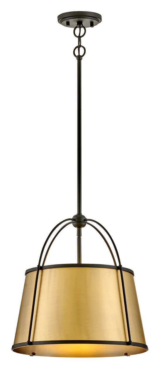 Clarke Large Drum Pendant In Black Finish