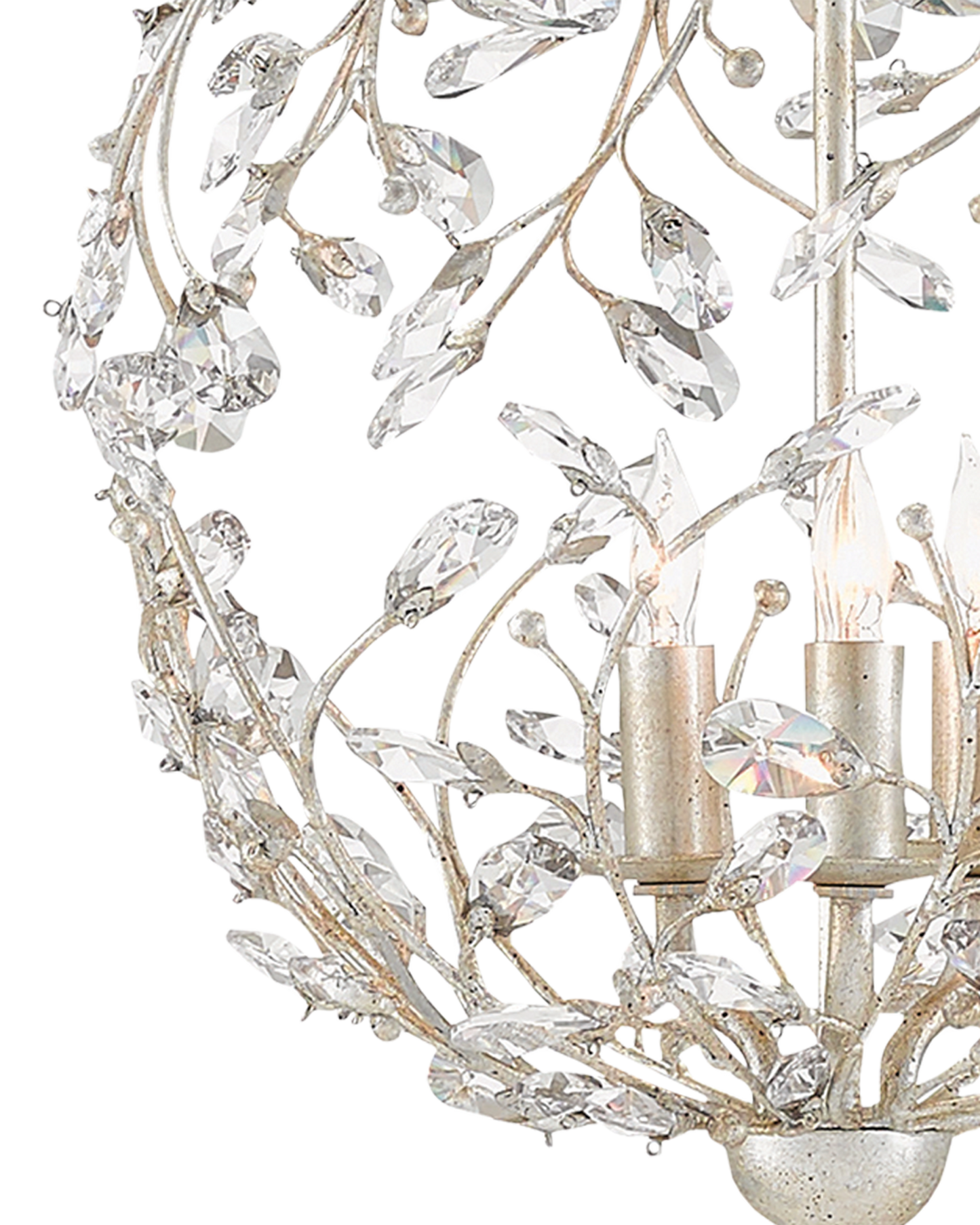 Crystal Bud Silver Orb Chandelier