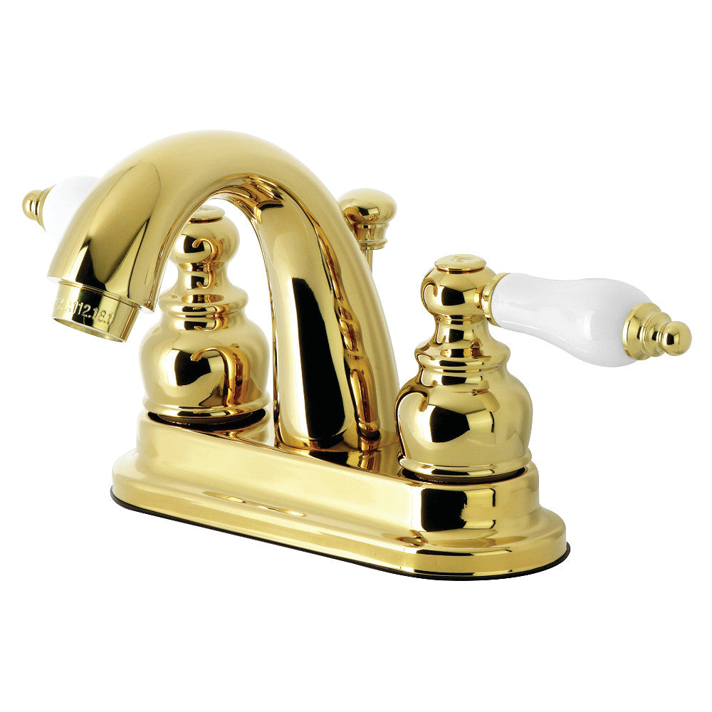 Restoration 4 Inch Centerset Bathroom Faucet in Polished Brass