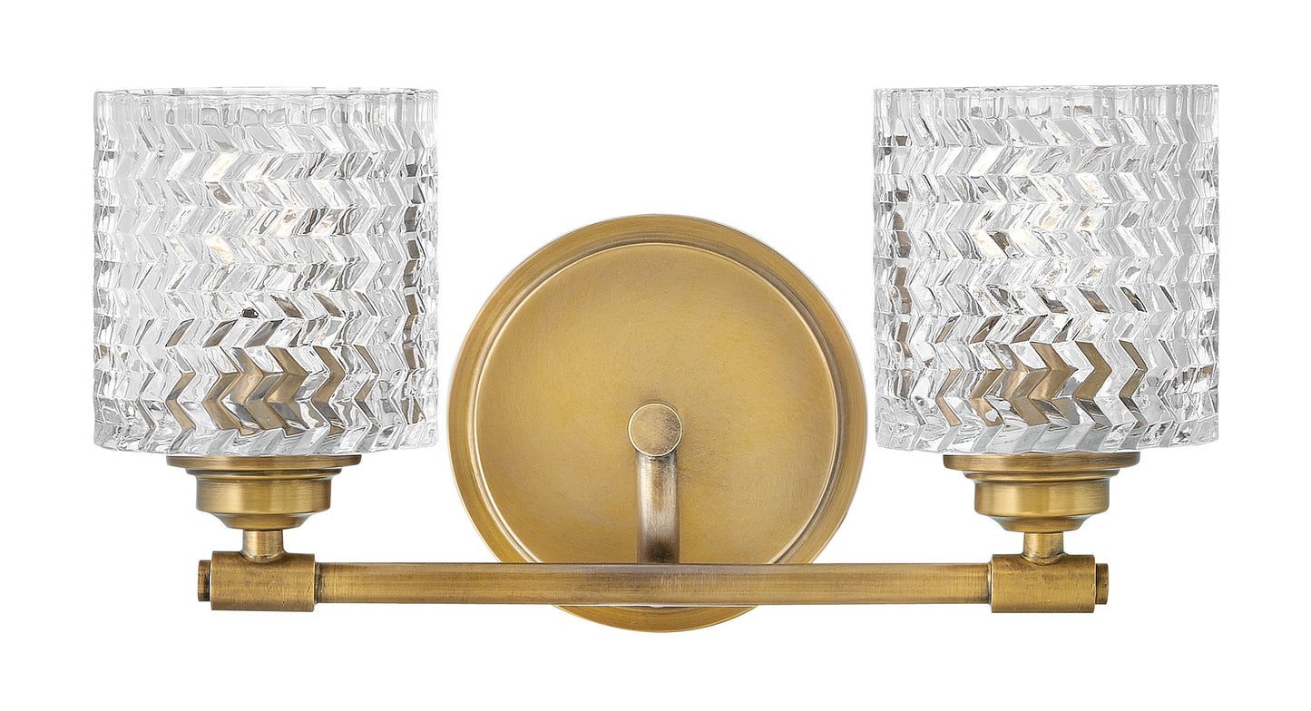 Elle Small Two Light Vanity In Light Brass Finish