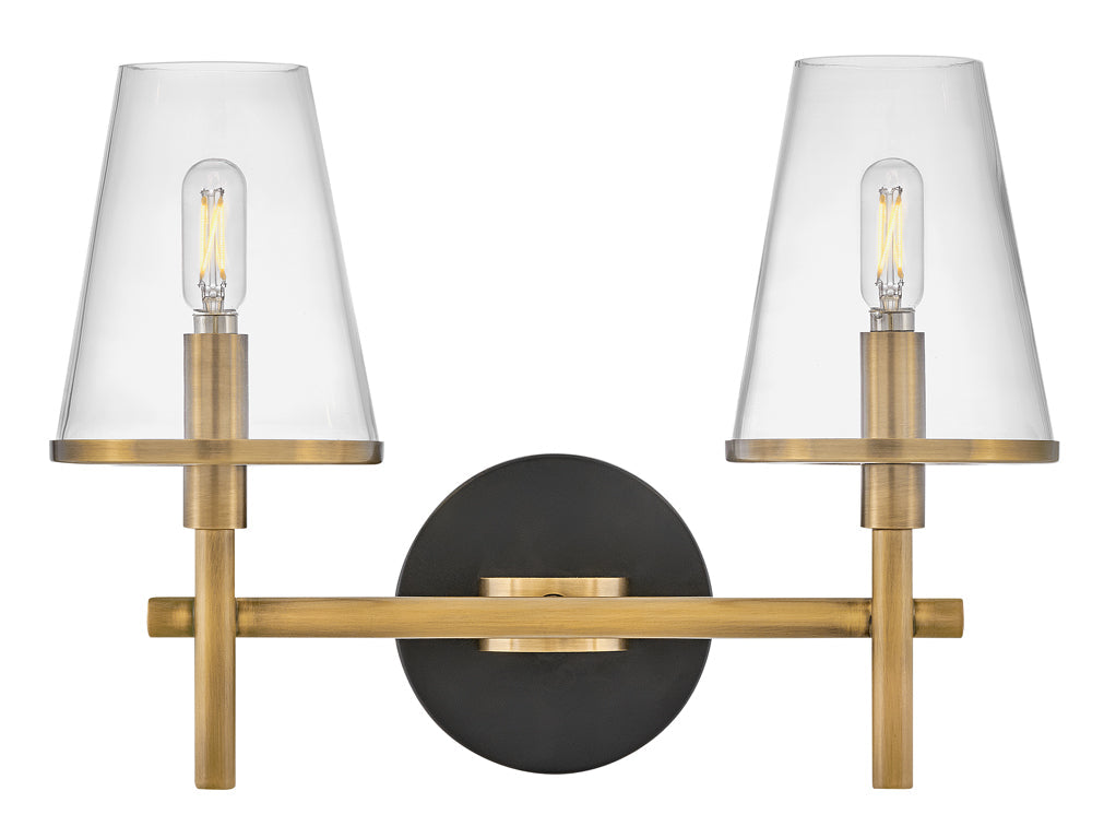 Marten Small Two Light Vanity In Light Brass Finish
