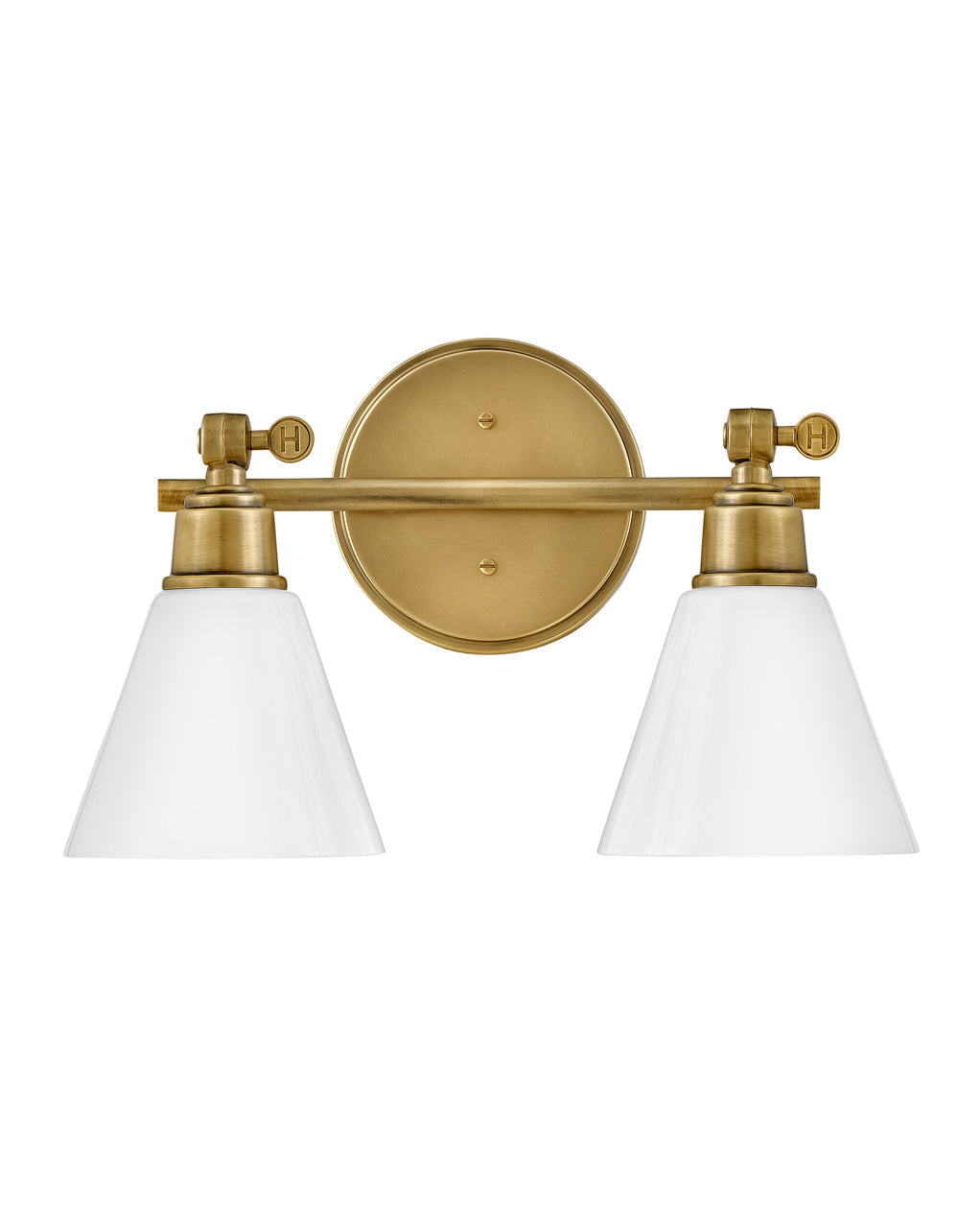 Arti Small Adjustable Two Light Vanity In Light Brass Finish
