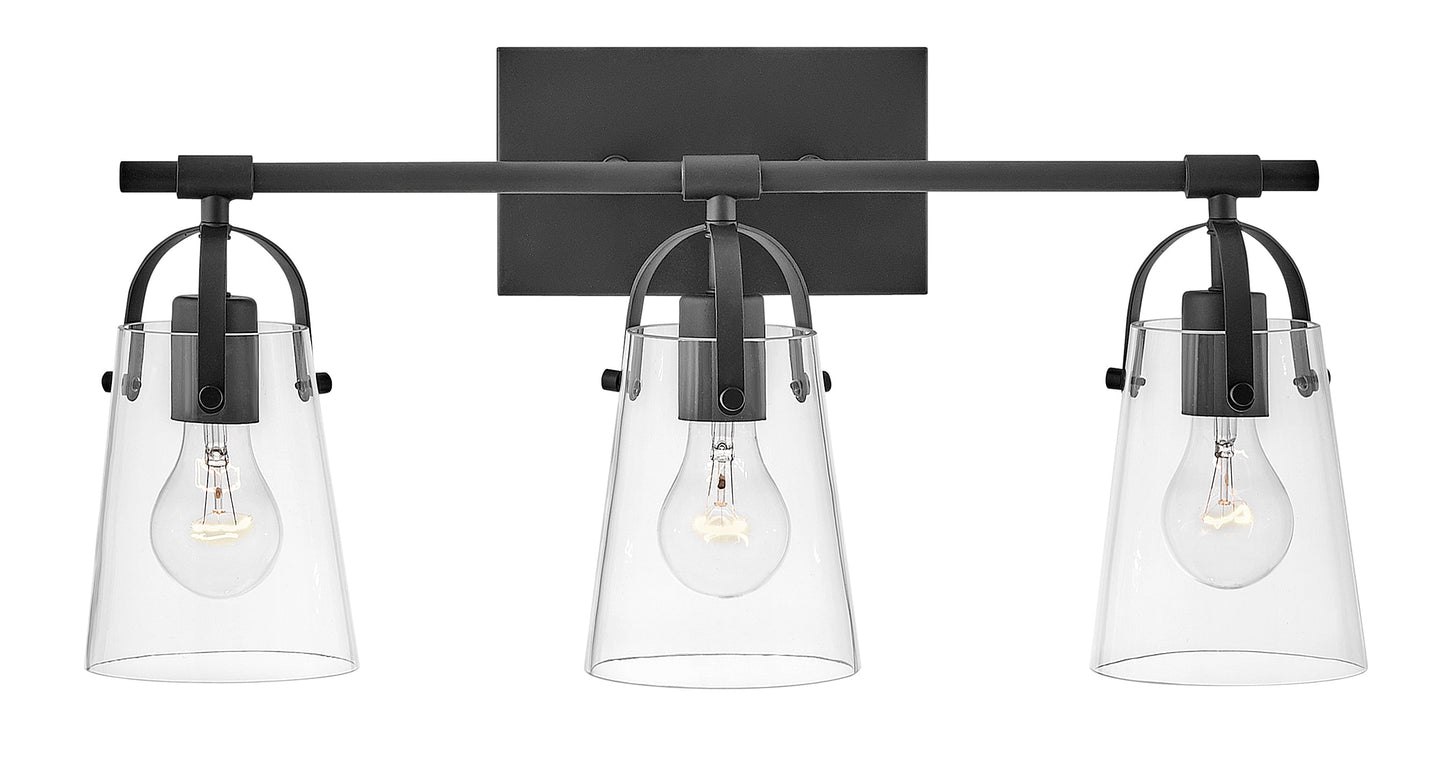 Foster Medium Three Light Vanity In Black Finish