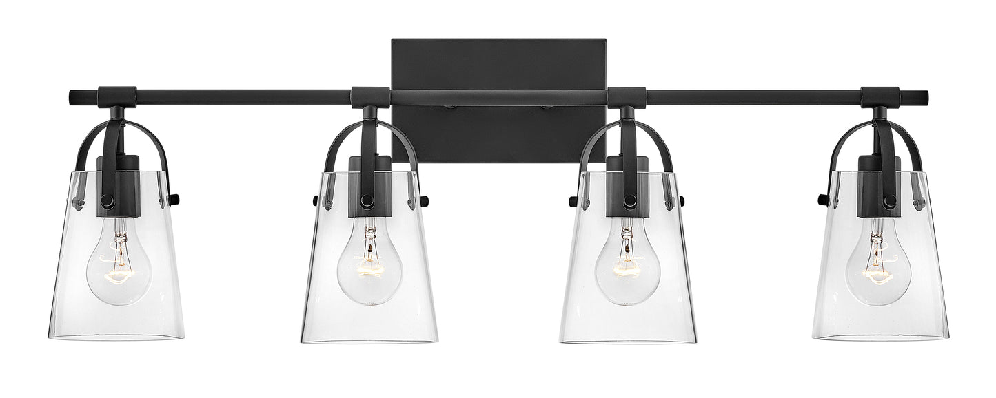Foster Large Four Light Vanity In Black Finish