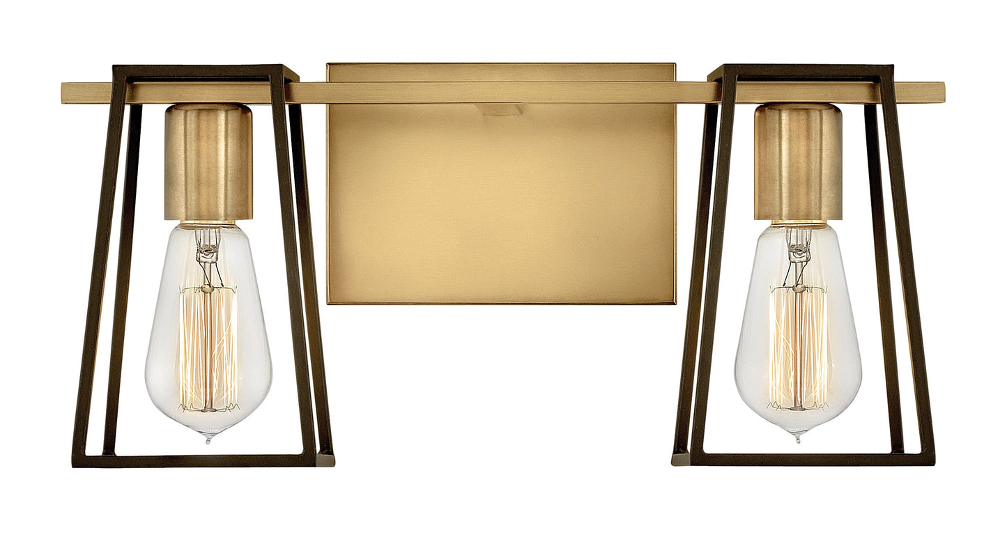 Filmore Small Two Light Vanity In Light Brass Finish