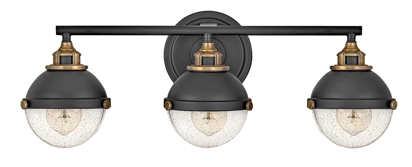 Fletcher Medium Three Light Vanity In Black Finish