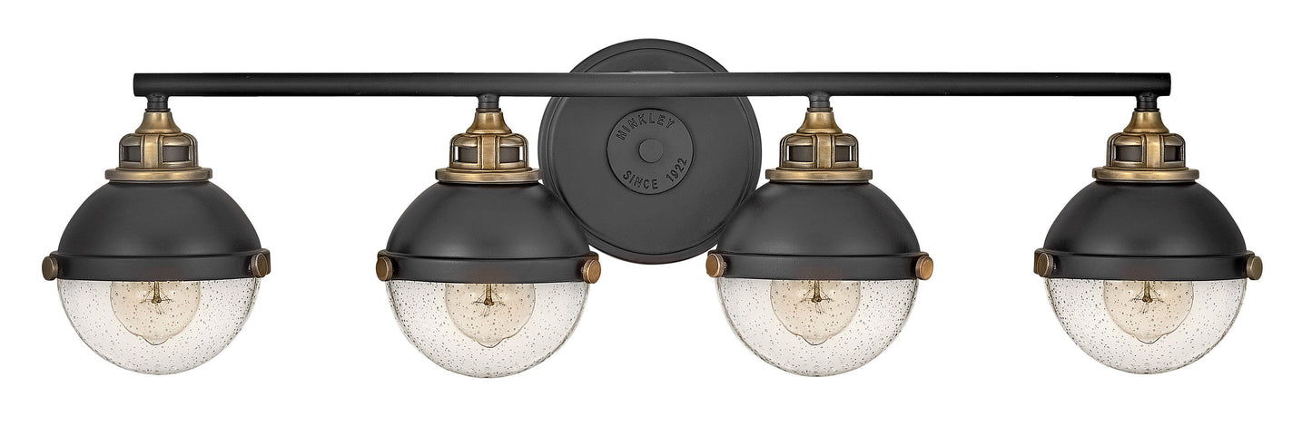 Fletcher Large Four Light Vanity In Black Finish