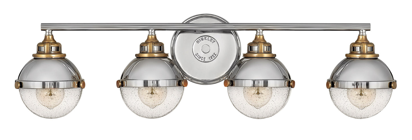 Fletcher Large Four Light Vanity In Polished Nickel Finish