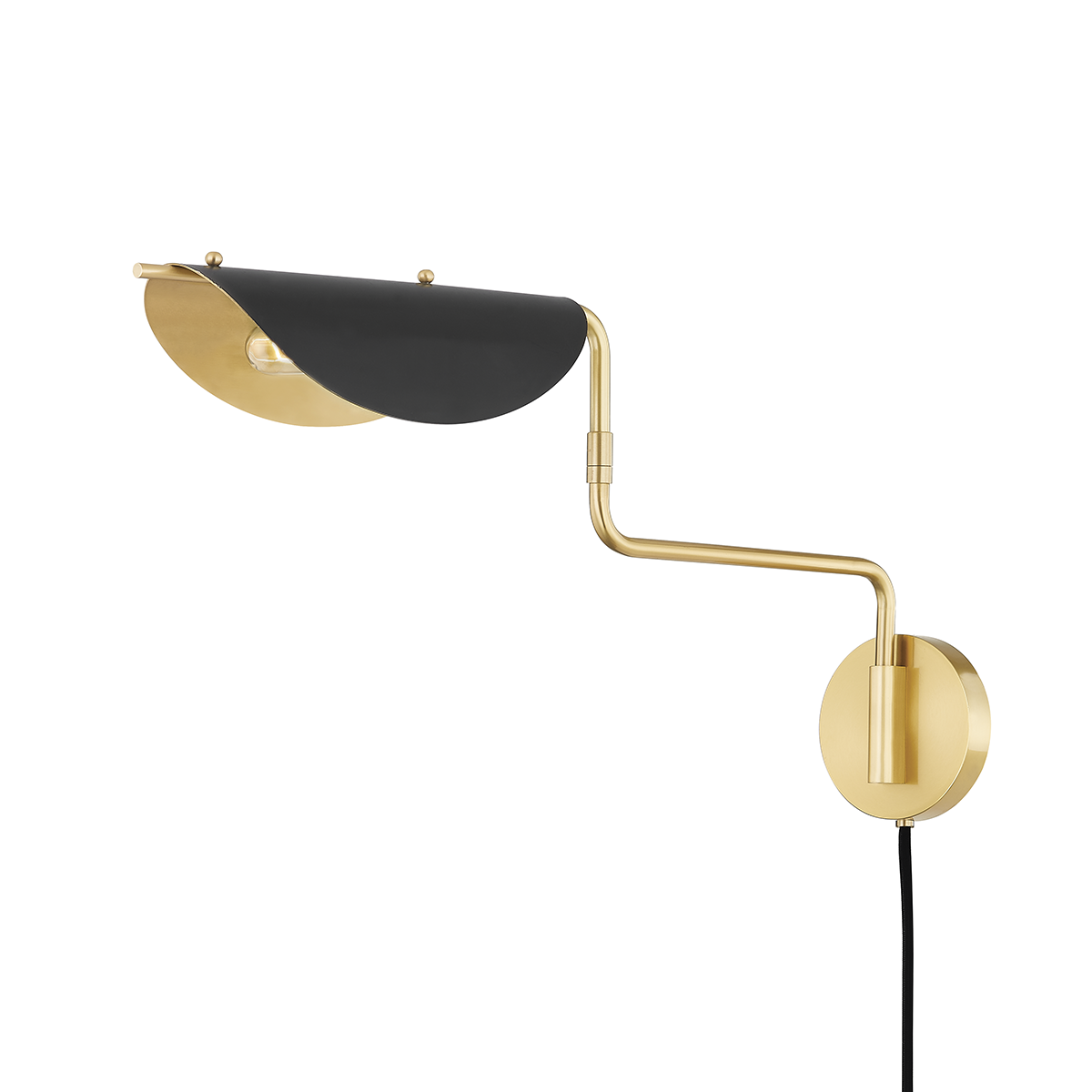 SUFFIELD Plug-in Sconce with Aged Brass/soft Black Finish