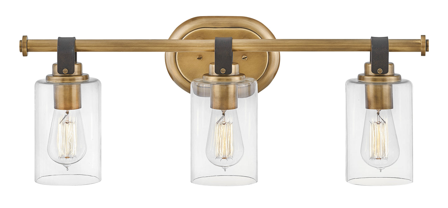 Halstead Medium Three Light Vanity In Light Brass Finish