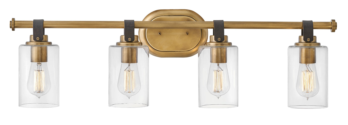 Halstead Large Four Light Vanity In Light Brass Finish