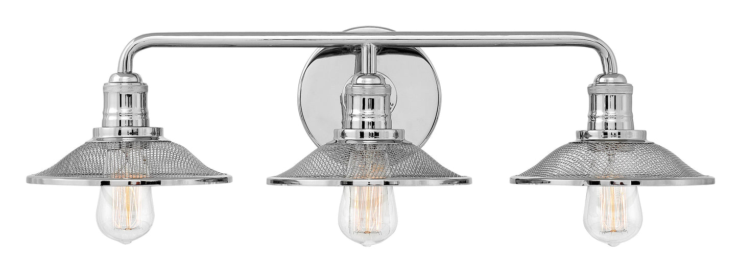 Rigby Medium Three Light Vanity In Polished Nickel Finish