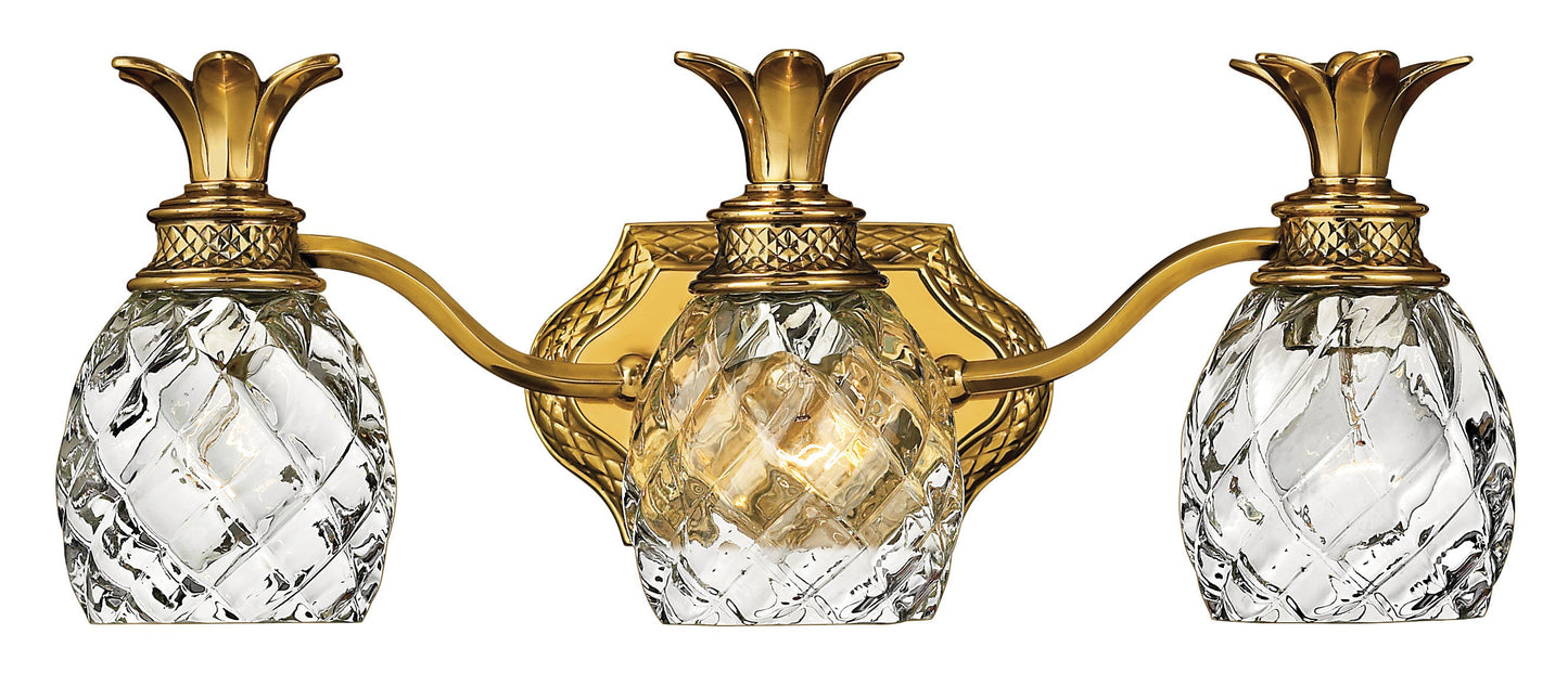 Plantation Medium Three Light Vanity In Gold Finish
