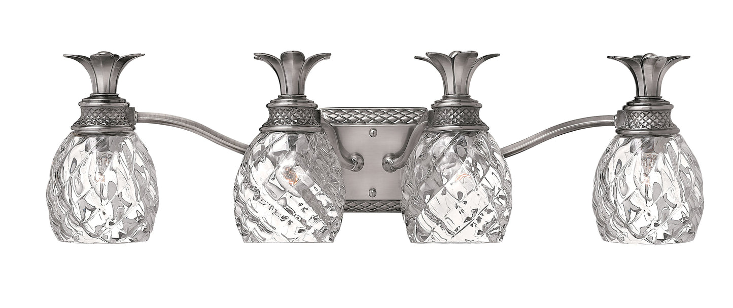 Plantation Large Four Light Vanity In Brushed Nickel Finish