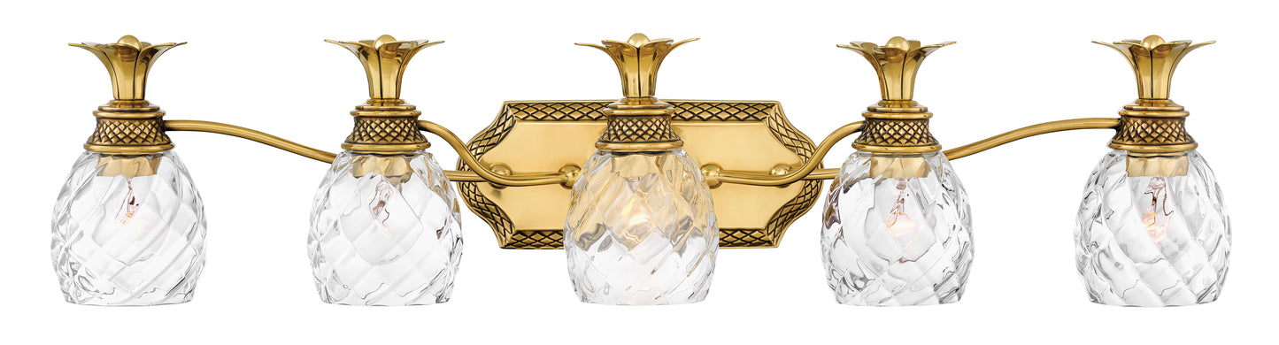 Plantation Extra Large Five Light Vanity In Gold Finish
