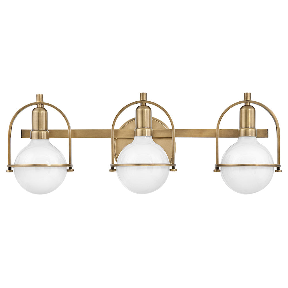 Somerset Medium Three Light Vanity In Light Brass Finish