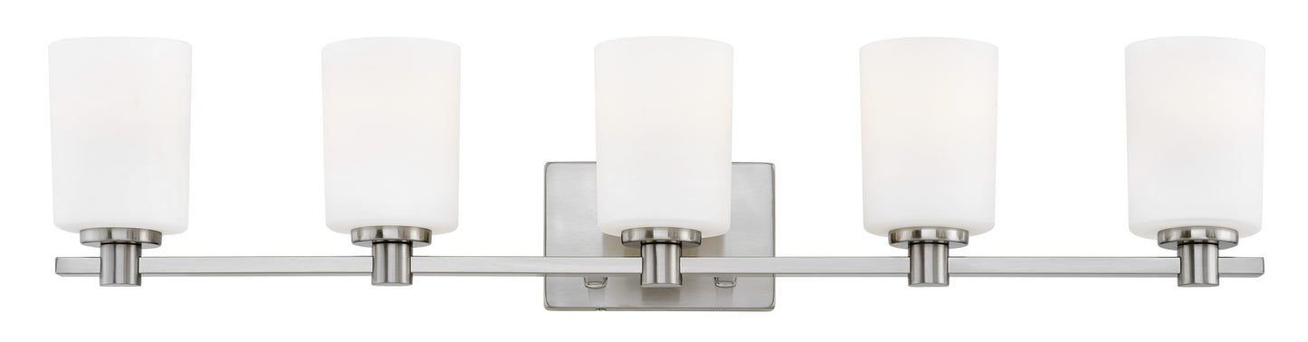 Karlie Extra Large Five Light Vanity In Brushed Nickel Finish